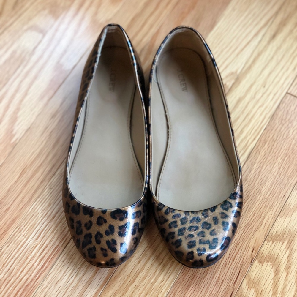 J. Crew Leopard Ballet Flats, 9, EUC